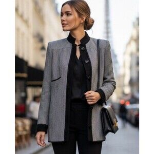 Ted Lapidus Women Blazer Boutique Haute Couture Paris Brocade herringbone FR 42